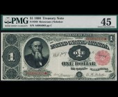 Fr. 349 1890 $1 Treasury Note PMG 45
